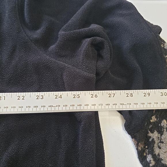 Ali Miles Jacket Womens 2XL Black Ruffle Hem Button Front Metallic Accent - Picture 8 of 9